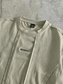 AXEPEAK Men's Casual Standard Size Black T-Shirt With Contrast Rib Knit Crew Neck, Summer - Mint Green - View 3