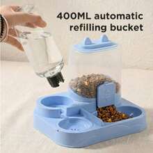 PETSIN 1 ensemble bol à eau et à nourriture pour chat, séparation du sec et du mouillé, matériau en plastique durable, station d'alimentation et d'abreuvement pour animaux de compagnie, facile à nettoyer, convient à divers animaux de compagnie pour se réhydrater et avoir une alimentation saine. - Réservoir d'eau 400ML-baril de grain 700ML - Voir 6