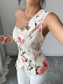 Elenzga Asymmetric Waist Elegant Romantic Minimalist Business Blazer For Women - Multicolor - View 8