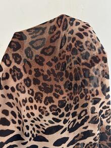 Weeklong Plus Size Black Chiffon Leopard Print Bow Blouse And Straight Leg Loose Pants 2-Piece Set, Casual Women's Short Sleeve Top, Women's 2-Piece Set, Summer Casual Women's Top, Women's Blouse And Shirt, Women's Elegant Top, Women's Casual Top, Women's Latest Top, Women's New Casual Shirt - Multicolor - View 7