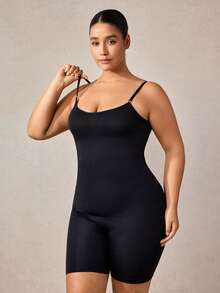 Veilyse 1pc Women's Plus Size Body Shaper Unitard, Postpartum Abdominal Control Shapewear, Tight Waist Shaping Underwear, Butt Lifter - Black - View 6