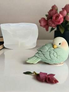 1PC 3D Bird Shaped Candle Silicone Mold, Animal Theme Bird Design Reusable Durable Silicone Mold, Suitable For Candle Making, Plaster Crafts, Special Gifts, Multipurpose Silicone Mold - White - View 8