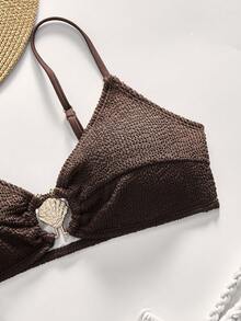 Oceva Bộ đồ bơi tankini nữ họa tiết vỏ sò kim loại - màu nâu - Xem 5