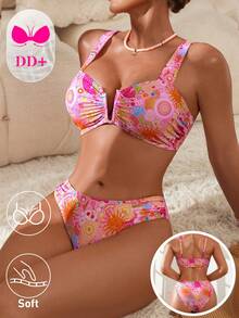 Swim DD+ Women's Fashion Beach Vacation Printed Bikini Set - Multicolor - View 2