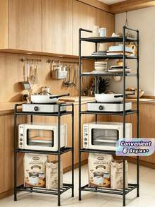 1pc Metal Shelving Unit, Bathroom Storage Rack, Freestanding Multi-Tier Organizer Shelf, Adjustable For Bathroom, Kitchen, Office, Living Room, Ideal Gift - Multicolor - View 1