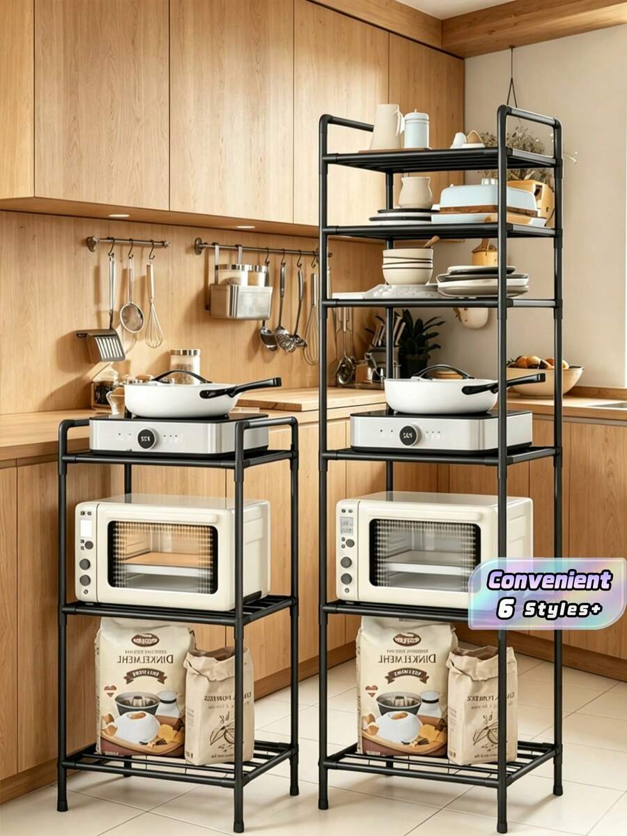 1pc Metal Shelving Unit, Bathroom Storage Rack, Freestanding Multi-Tier Organizer Shelf, Adjustable For Bathroom, Kitchen, Office, Living Room, Ideal Gift - Multicolor - View 1
