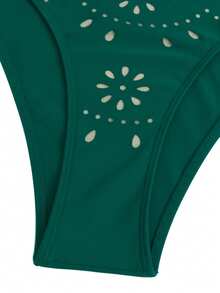 Swim Oasis 纯色镂空吊带女士连体镂空花瓣裙高端套装 - 綠色 - 查看 8