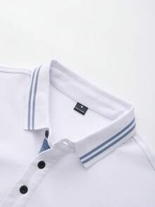 Calvornis 男士極簡印花短袖 Polo 衫 - 白色 - 查看 4