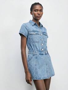Maija Quần yếm & áo liền quần denim dành cho nữ - Màu xanh lam - Xem 8