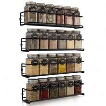 1/2/3 PCS Black Spice Rack Wall Mounted Screw Or Adhesive No Drill Kitchen Organizer Shelf Cabinet Storage Space Saver Home Decluttering Solution Housewarming Gift For New Home Kitchen Upgrade Organization Essential Practical Gift For Her - Black Flat Iron - View 20