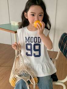 DAZY 女童圓領休閒荷葉邊飾無袖T恤 夏季 - 白色 - 查看 6