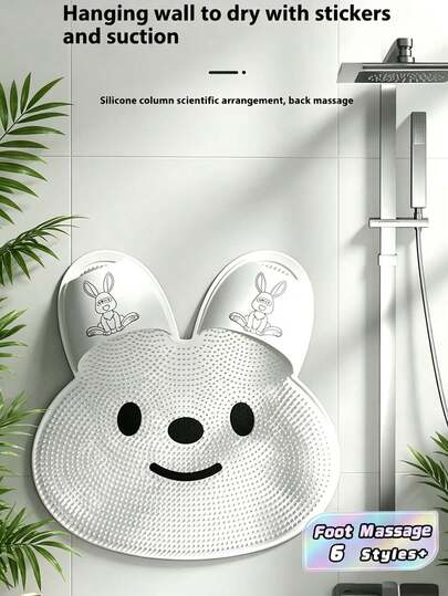 Cute Rabbit Silicone Bath Mat – Non-Slip Shower Mat With Foot Scrubber, Exfoliating Massage For Feet, Dead Skin Remover Pedicure Mat, Anti-Slip RV & Home Decor