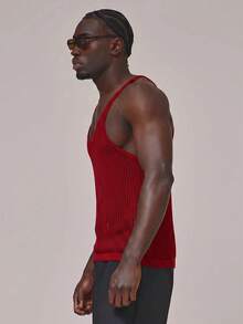 Musero Crochet Sleeveless Tank Top Circular Low Neckline Sheer Vest Spring Summer Essentials Holiday - Red - View 3
