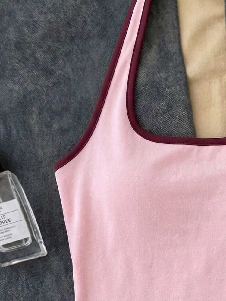 Áo tank top dài màu trắng kiểu yếm, ôm dáng, thích hợp cho bé gái tuổi teen, thích hợp mặc mùa hè. - Nhiều màu - Xem 3