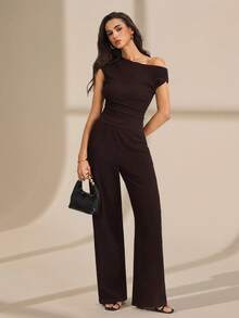 SHEIN Tall 新款夏季女士波西米亚风度假套装，两件套，日常穿着，露腰设计 - 棕色 - 查看 7