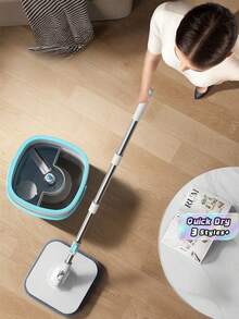 Cây lau nhà Blue White Spin Mop tự vắt, thiết kế hai buồng, làm sạch rảnh tay, hệ thống rửa sàn hiệu quả, tay cầm khô nhanh, thiết yếu cho việc vệ sinh nhà cửa - mặc định - Xem 1