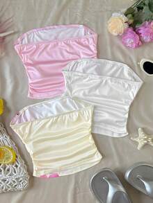 SHEIN Bộ 3 áo hai dây ôm sát, kiểu dáng thể thao thường ngày, dành cho bé gái tuổi teen. - Nhiều màu - Xem 2