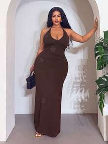 Slaydiva Phong cách mùa hè mới, Tiệc sinh nhật, Đi làm hàng ngày, Cơ bản đa năng, Thường ngày, Kỳ nghỉ, Du lịch biển, Bãi biển, Bên bờ biển, Tắm nắng, Món đồ, Hẹn hò, Mua sắm, Khu nghỉ dưỡng gợi cảm, Kỳ nghỉ trên đảo, Phong cách Bohemian, Trang phục nghỉ hè, Tiệc tùng, Lễ hội âm nhạc, Khách sạn nghỉ dưỡng, Đầm maxi ôm sát không tay màu nâu trơn gợi cảm, cổ yếm buộc dây phía trước, cổ khoét sâu, chất liệu móc len, cỡ lớn - màu nâu - Xem 4