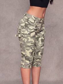 Jeanoix Quần jeans skinny cạp trễ túi cargo họa tiết rằn ri phong cách Y2K dáng lửng - Nhiều màu - Xem 4
