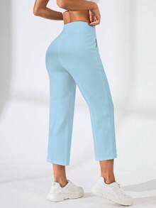 Easithlete Easithlete Leggings casuales de diseño minimalista de unicolor con bolsillos - Celeste - Ver 2