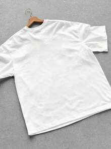 Nyaste modellen 2026 Manfinity  T-shirt för män i amerikansk streetstil med tryck, vit, rund hals, kortärmad, retro hip hop-topp med "Get Rich"-porträttmönster, millenniumstil, sommar, musikfestival, fest, avslappnad outfit. - Weiss - Visa 3