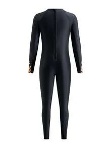 SHEIN Teen Boys Casual Flame-Patterned Long-Sleeved Swimsuit With Sun Protection, Suitable For Spring And Summer Surfing And Beach Vacations. - Black - View 4
