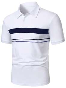 Calvornis Everyday Fashion Men Buttoned Half-Placket Polo Shirt, Formal - White - View 3
