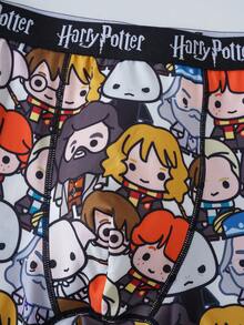 HARRY POTTER X SHEIN Cartoon Character All-Over Print Men's Boxer Briefs, Trunks - Black - View 4