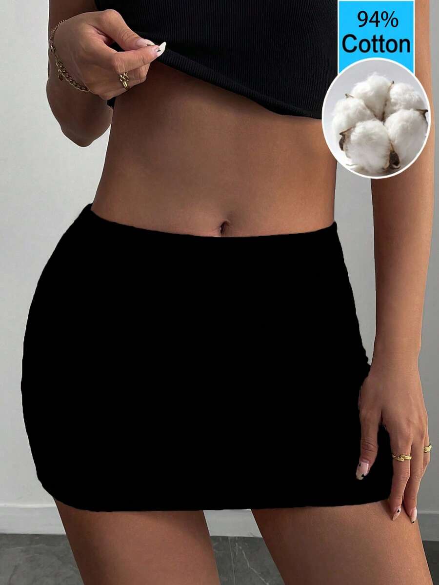INAWLY Women's Sexy Mini Skirt, Spring/Summer - Black - View 1
