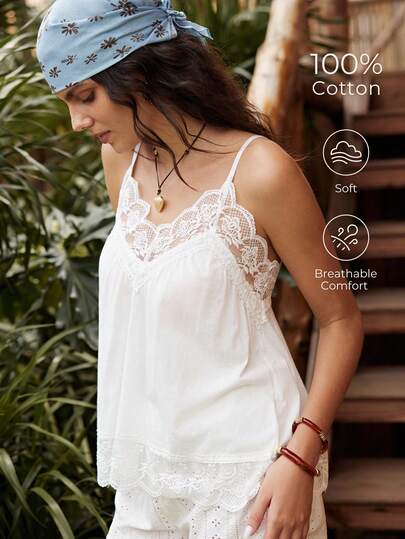 Lullawish Top de camisola de estilo bohemio 100% algodón para pijama de mujer