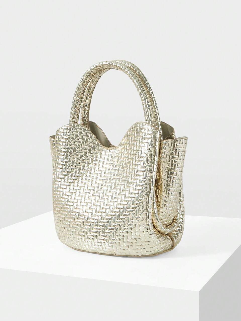 WOMEN'S FASHIONABLE GOLD WOVEN HANDBAG, EXQUISITE, SIMPLE AND LIGHTWEIGHT, SUITABLE FOR DAILY COMMUTING, SUMMER, PARTIES, VACATIONS, BEACHES, SEASIDE MATCHING