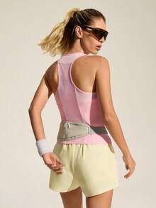 In My Nature Áo tank top thể thao ngoài trời không tay, đa năng, màu hồng phối lưới, lưng phản quang, in chấm bi ombre. - Hồng - Xem 9