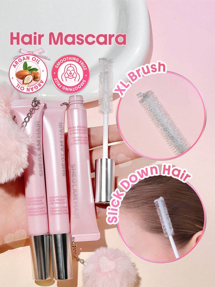 SHEGLAM HAIR 丘比特魅力造型定型髮膜，撫平毛躁飛翹發棒，定型棒，柔和定型不結塊，不粘膩殘留，易於沖洗，防汗配方，持久定型，適合工作、外出和休閒場合，撫平飛翹碎發。 禮物 粉紅色的 化妝品 海灘 節慶 護髮 假期 夏天 美髮配件 返校 旅行
