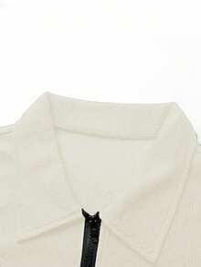 Manfinity Homme Solid Color Regular Shoulder Short Sleeve Front Button Casual Daily Outfit - Beige - View 3