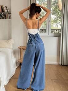 Rivivi Bộ quần yếm denim thoải mái cho kỳ nghỉ - Rửa nhẹ - Xem 8