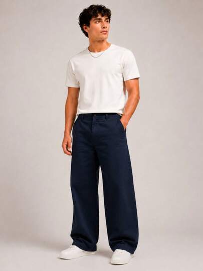 Pantalón Baggy de Gabardina Rígida John Silver