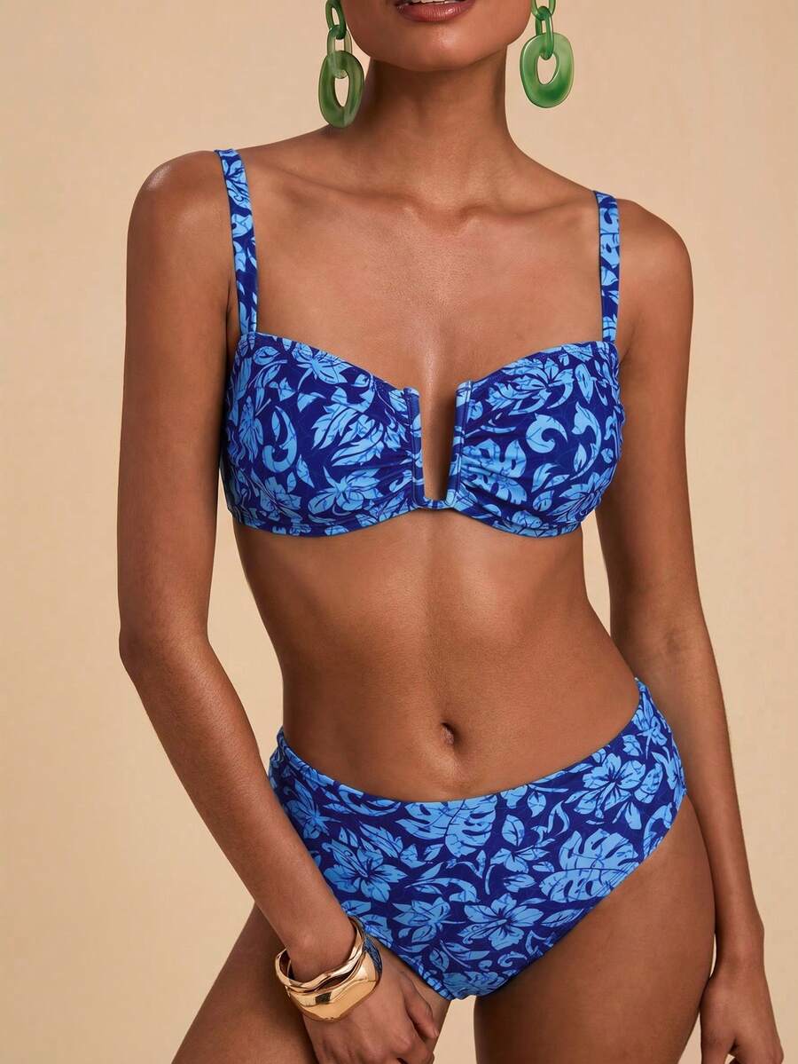 Travachic Women's All-Over Print Spaghetti Strap Bikini Set - Blue - View 1