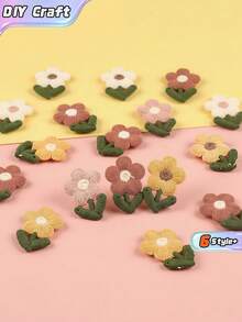 Zazumi 20Pcs Embroidered Flower Patch, Woven Fabric With Cute Floral Design, For DIY Hair Clips, Clothing Repair And Accessory Decoration, Ideal For Craft Projects And Garment Embellishment - multicolor - View 1