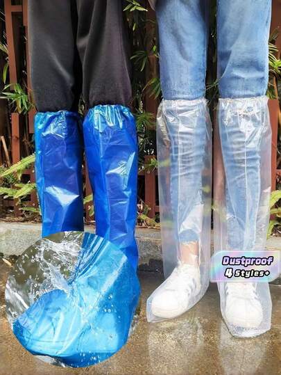 SHEIN 10/50件45厘米高男女通用一次性防水鞋套，加厚防水防滑防尘鞋套，携带方便，适合园艺、户外、雨天骑行、学校、办公室、家庭、旅行