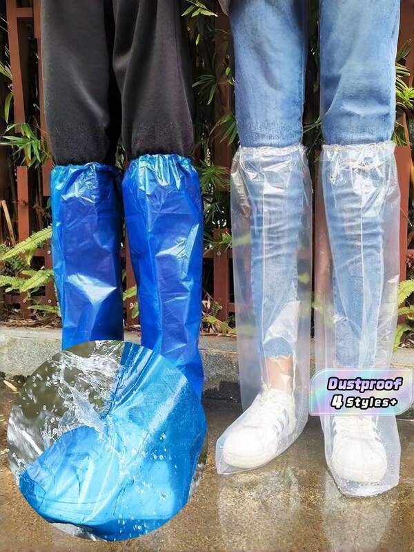 SHEIN 10/50件45厘米高男女通用一次性防水鞋套，加厚防水防滑防尘鞋套，携带方便，适合园艺、户外、雨天骑行、学校、办公室、家庭、旅行
