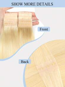 10Pcs Double Inject Hole Weft Hair Extension, Platinum Blonde Color Twin Tab, Natural Pull Through Micro Hair, Natural Look Hairpiece For Salon Natural High Quality Real Remy Human Hair - Multicolor - View 6