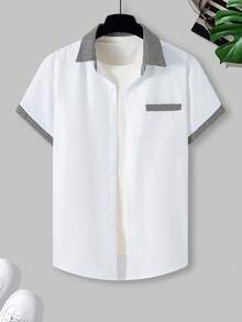 Manfinity Homme Men's Minimalist Printed Short Sleeve Shirt - Multicolor - View 3