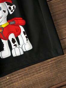 SHEIN | PAW Patrol 2件套幼儿男童撞色卡通印花圆领短袖T恤和短裤套装 - 白色 - 查看 3