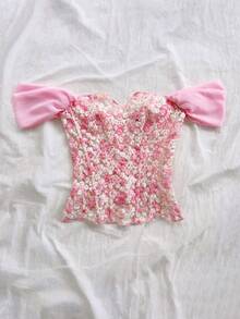 Soleia Áo corset ren hai lớp ôm sát gợi cảm kiểu Âu và Mỹ, hở vai, khoét rỗng và thêu họa tiết, trang phục dự tiệc đêm màu trắng cho nữ, đi chơi, dự đám cưới, mùa thu/đông. - Nhiều màu - Xem 4