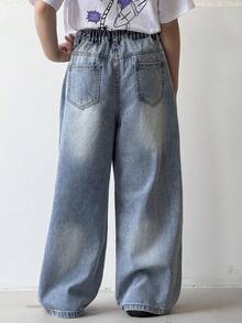 DAZY Tween Boy Contrast Color Straight Leg Casual Jeans - Medium Wash - View 6