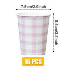 Platos cuadrados desechables con pétalos en forma de cuadros rosas, servilletas, vasos de papel, set de suministros desechables para fiestas, adecuado para 16 invitados, apto para cumpleaños, bodas, fiestas temáticas, picnics familiares, utensilios desechables para fiestas - Ver 6