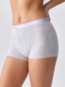 Loungeista 6pcs Letter Waistband Solid Color Comfortable Cotton Sport Panties For Women - Multicolor - View 7
