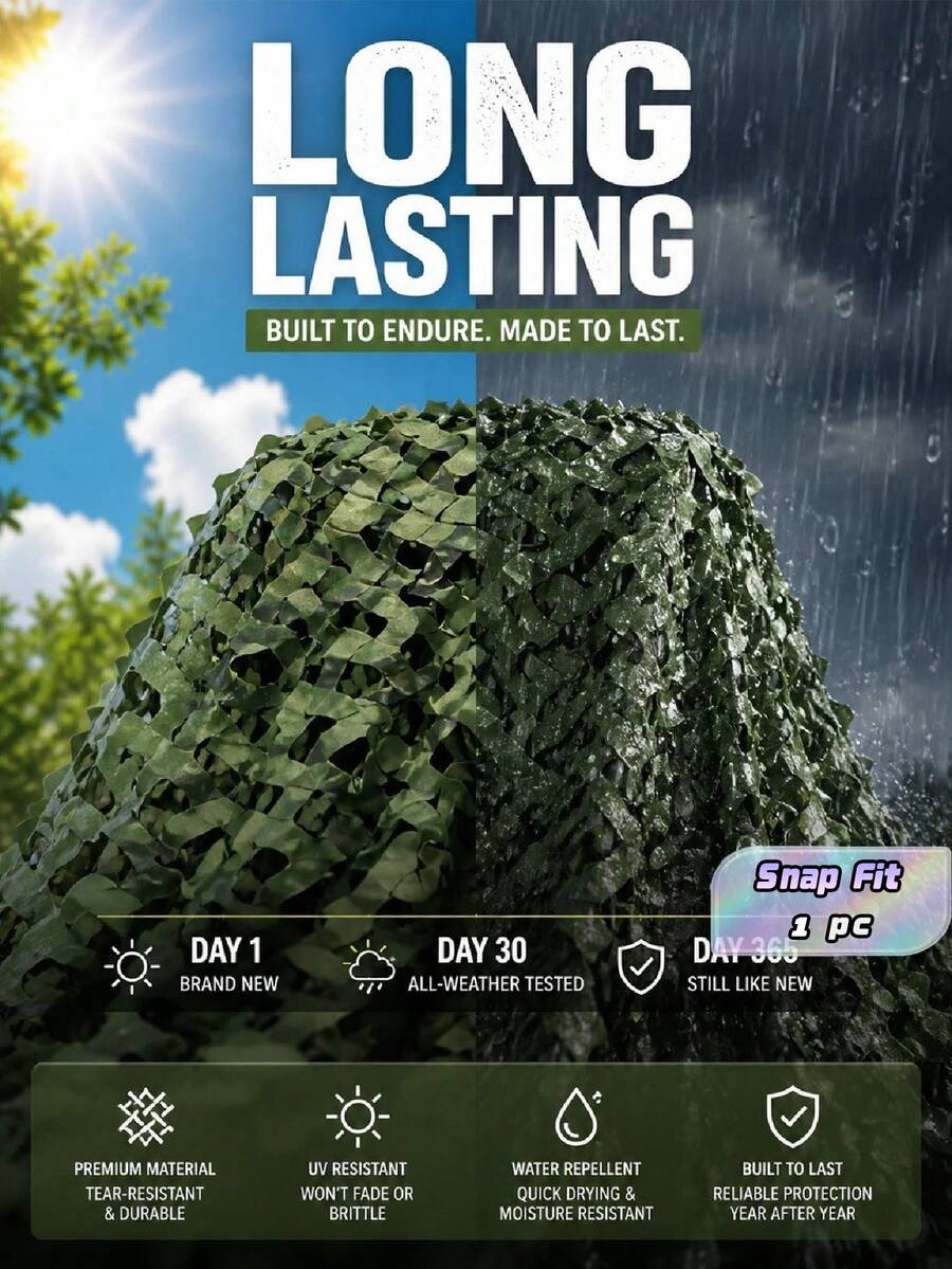 Premium Camouflage Net: Durable Large Rolls For Camping, Shade, Party Decor, And Concealment - Versatile Jungle Camouflage Net For Outdoor Enthusiasts And Halloween Party Decor - Multicolor - View 1