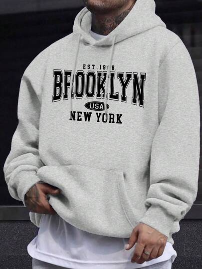 Sudadera con capucha para hombre, corte holgado estilo streetwear, con estampado gráfico artístico discreto, tela suave y ligera, manga larga con bolsillo canguro