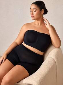 Veilyse 1pc Plus Size Women Seamless Wireless Bra, Black Full Coverage Comfortable Breathable Bandeau Bra - Black - View 8